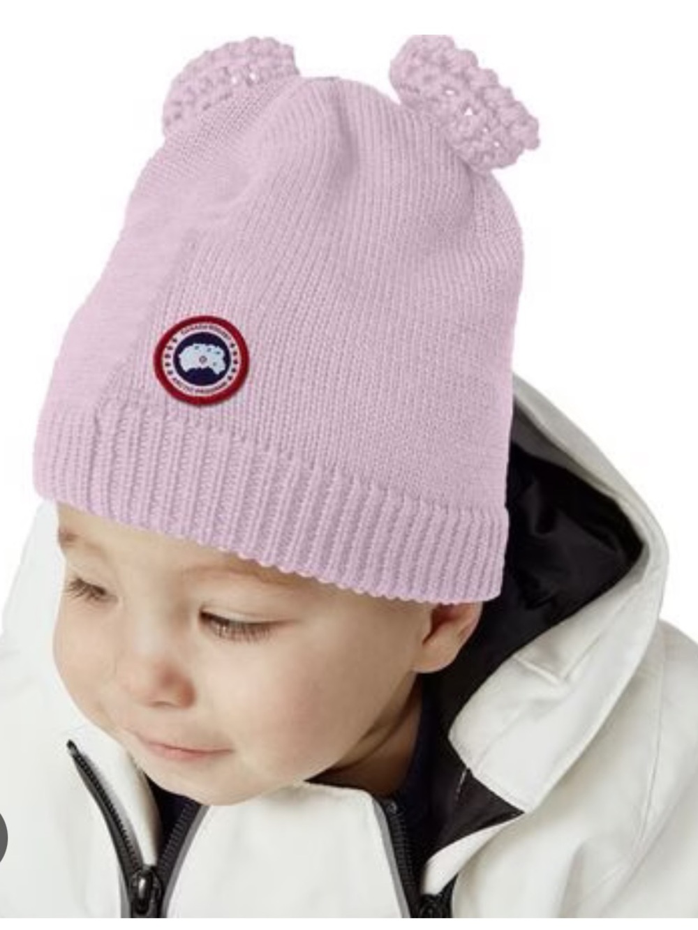Canada Goose 100% Wool Beanie Cub Double Pom Hat Pink NWT Baby Infant Girl Knit